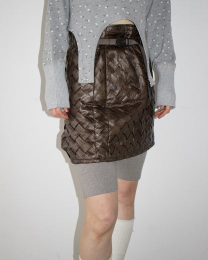 Faux Leather Intrecciato Skirt