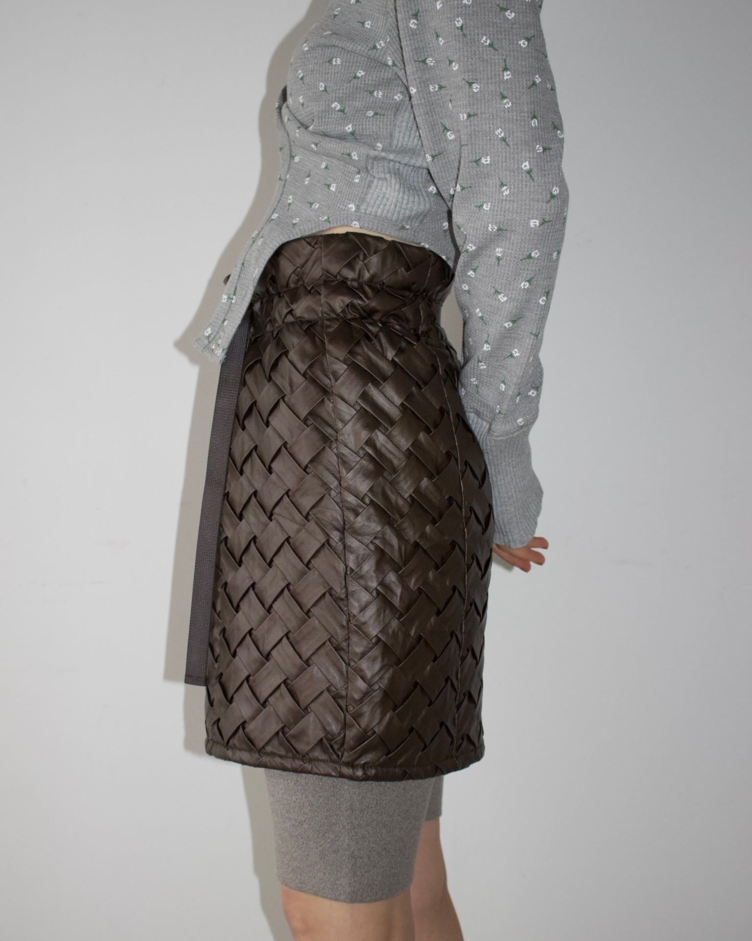 Faux Leather Intrecciato Skirt