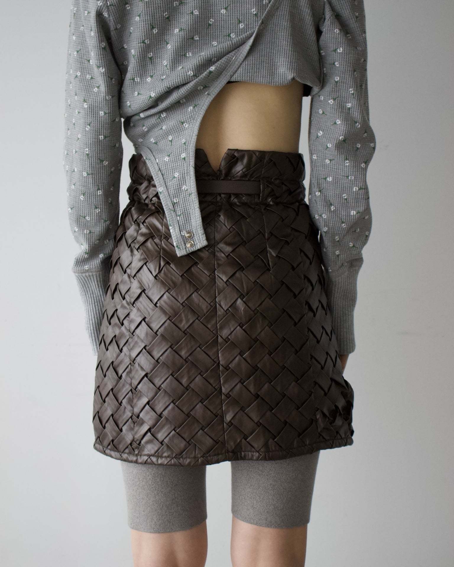 Faux Leather Intrecciato Skirt