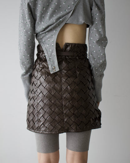 Faux Leather Intrecciato Skirt