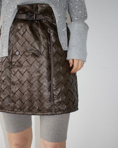 Faux Leather Intrecciato Skirt