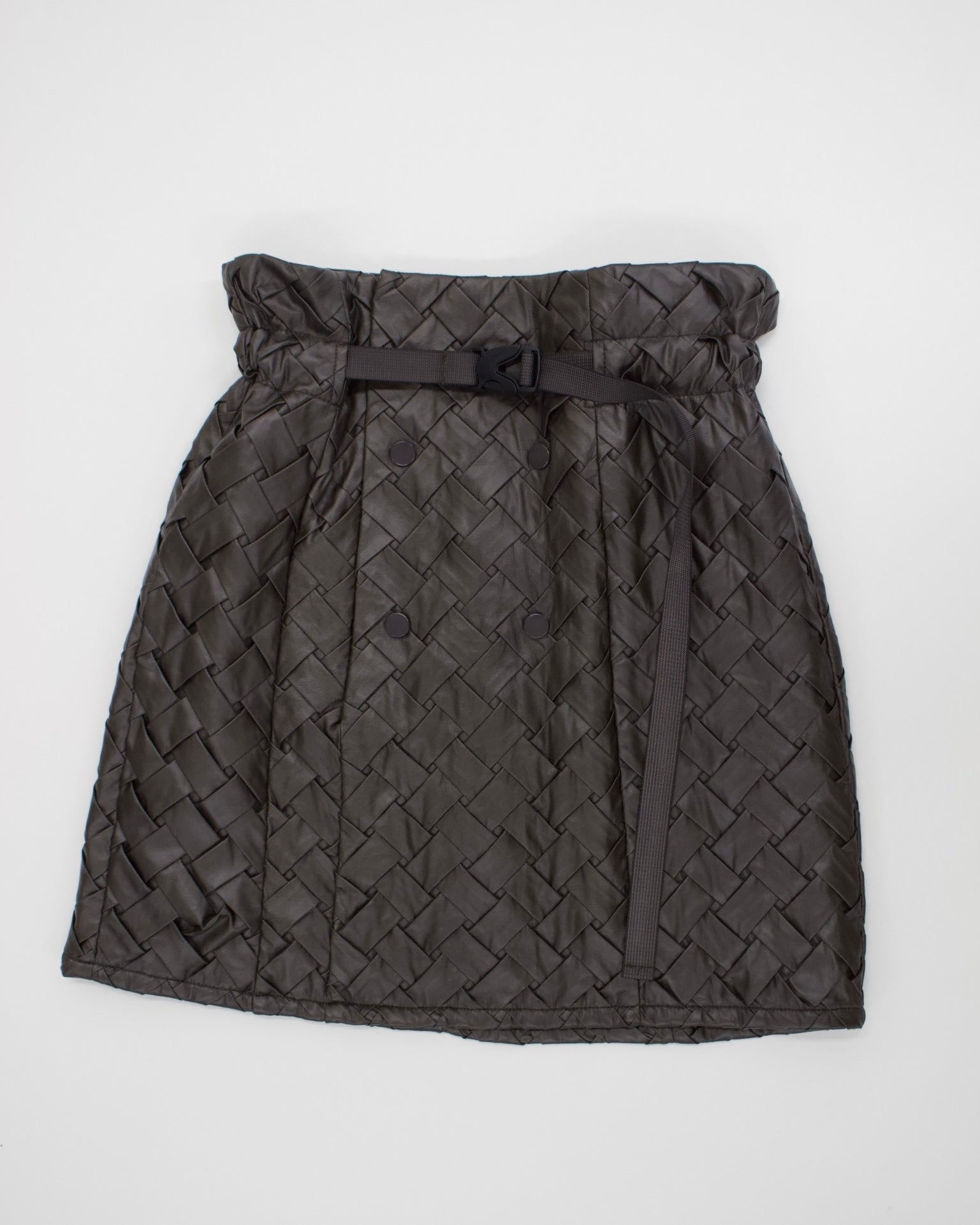 Faux Leather Intrecciato Skirt