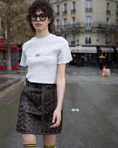 Faux Leather Intrecciato Skirt