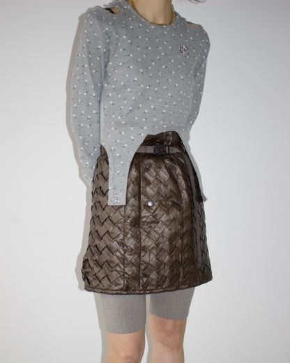 Faux Leather Intrecciato Skirt