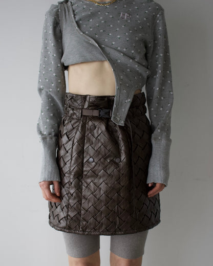 Faux Leather Intrecciato Skirt