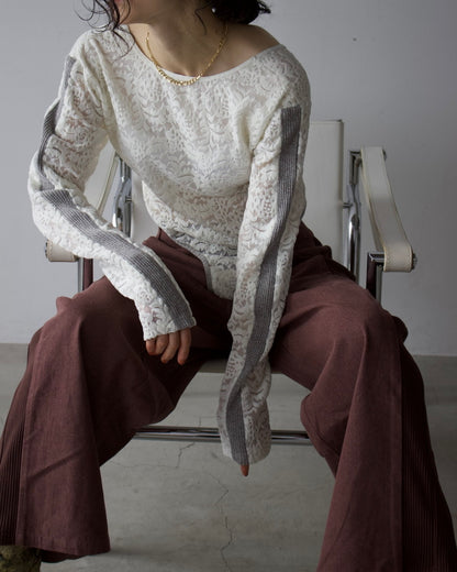 Denim Side Rib Wide Pants