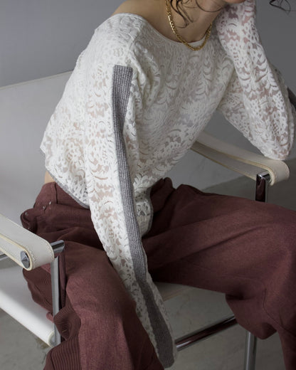 Denim Side Rib Wide Pants