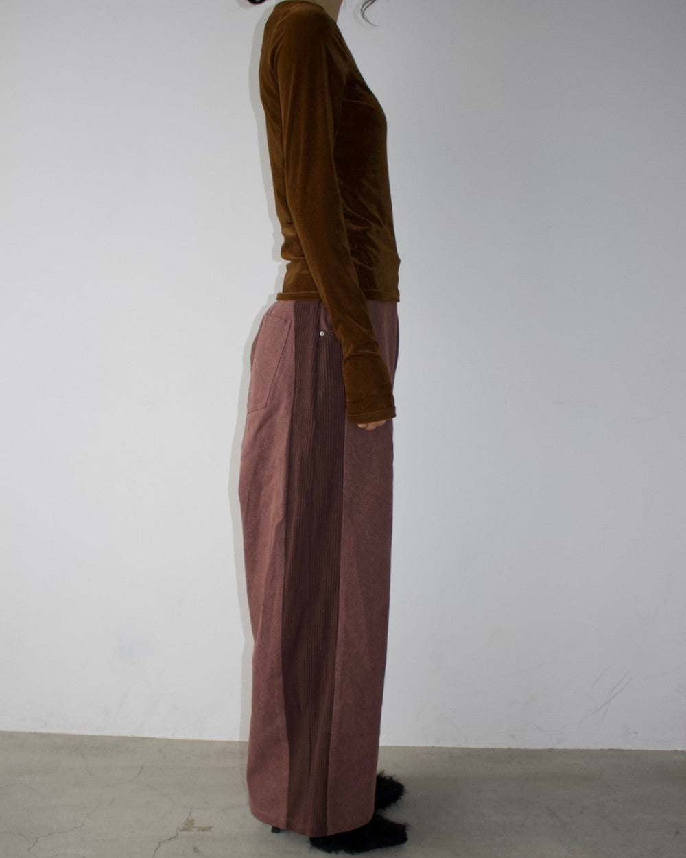 Denim Side Rib Wide Pants