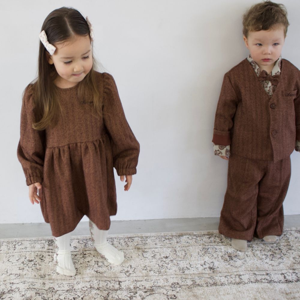 HERRINGDONE TWEED PANTS