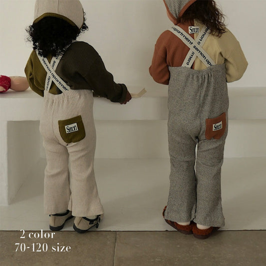 SUSPENDERS RIB FLARE PANTS
