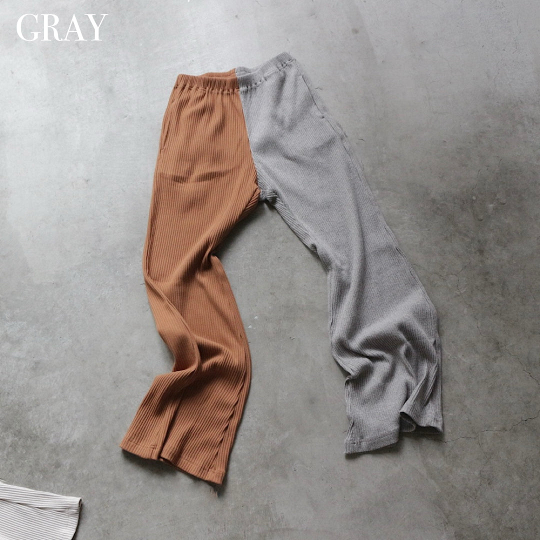 【unisex series】ASYMMETRY RIB FLARE PANTS
