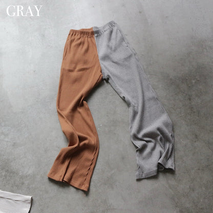 【 unisex series 】ASYMMETRY RIB FLARE PANTS