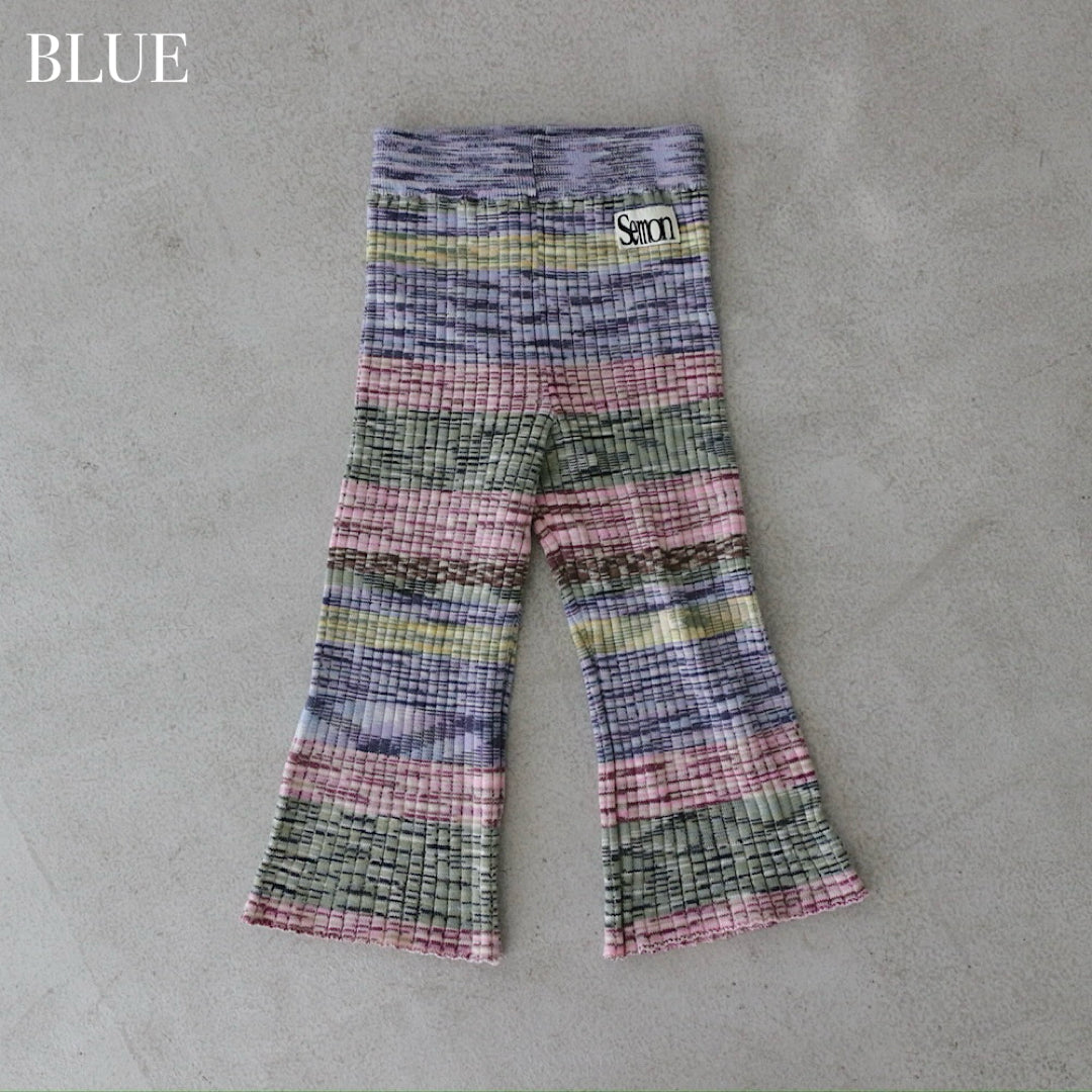 MIXED BORDER KNIT FLARE PANTS