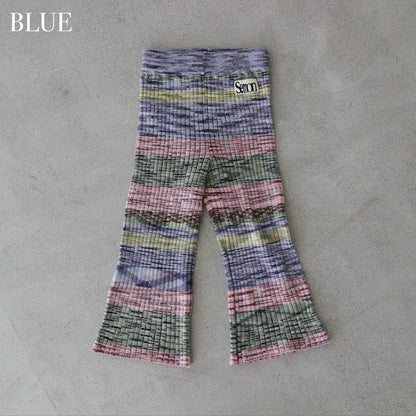 MIXED BORDER KNIT FLARE PANTS