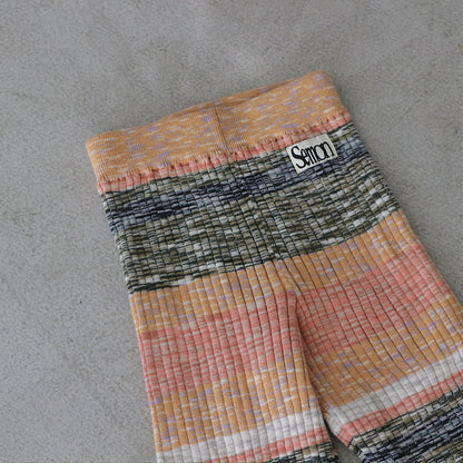 MIXED BORDER KNIT FLARE PANTS