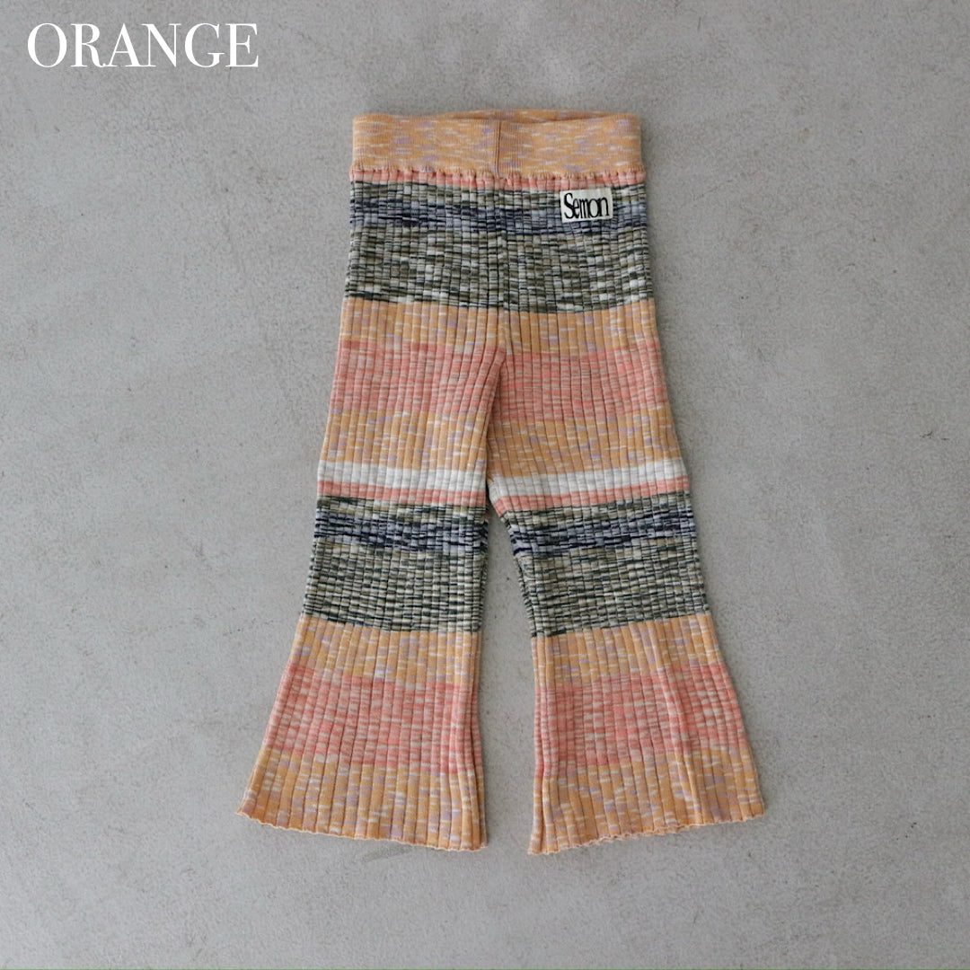 MIXED BORDER KNIT FLARE PANTS