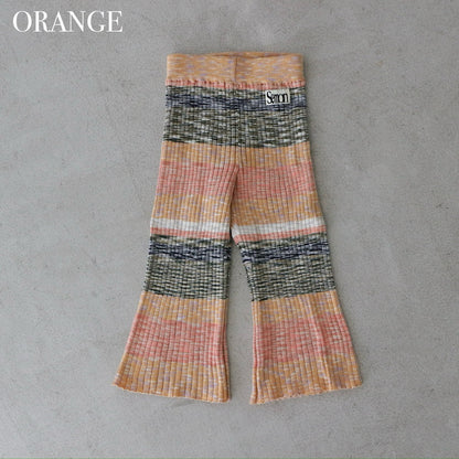 MIXED BORDER KNIT FLARE PANTS