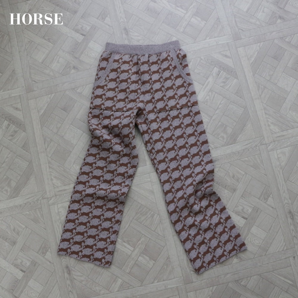 【ladies series】PATTERN JAGGARD KNIT PANTS
