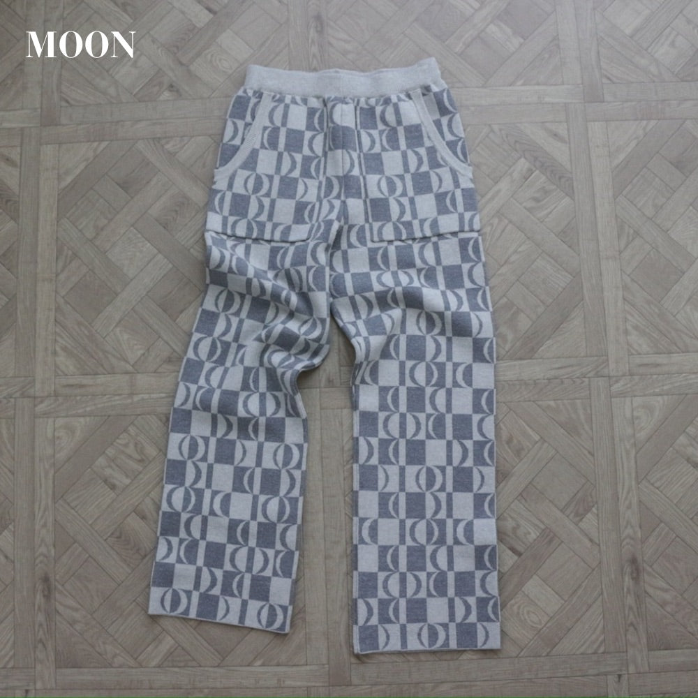 [ladies series] PATTERN JAGGARD KNIT PANTS