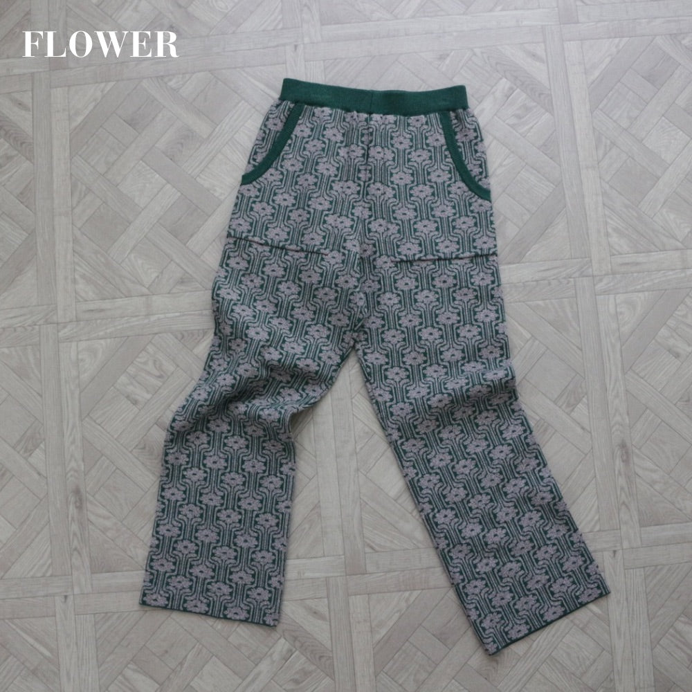 【ladies series】PATTERN JAGGARD KNIT PANTS
