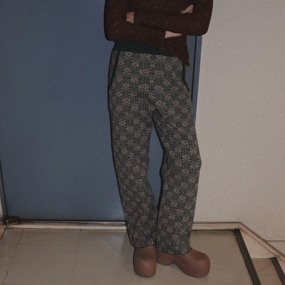 [ladies series] PATTERN JAGGARD KNIT PANTS