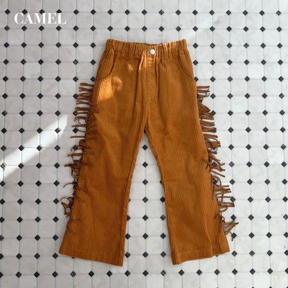 CORDUROY FRINGE FLARE PANTS