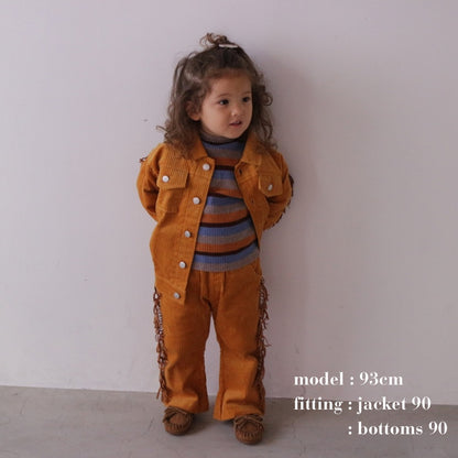 CORDUROY FRINGE FLARE PANTS