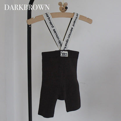 Logo suspender shorts
