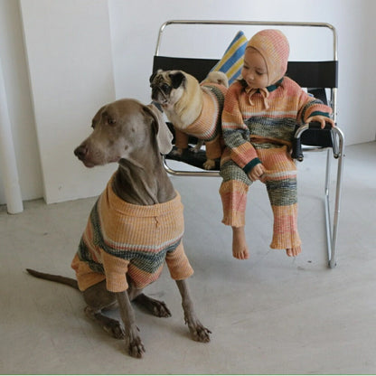 MIXED BORDER KNIT DOG WEAR