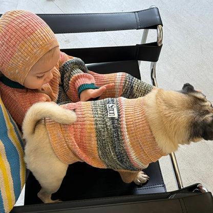 MIXED BORDER KNIT DOG WEAR