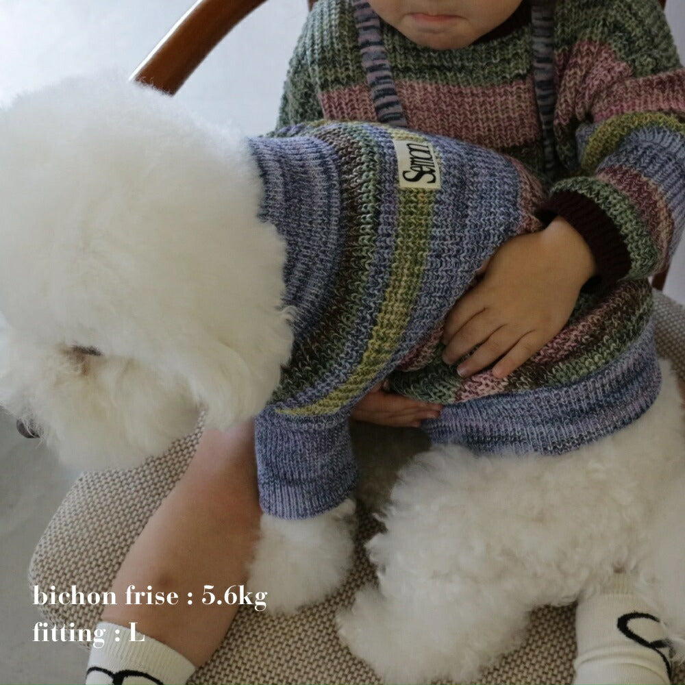MIXED BORDER KNIT DOG WEAR
