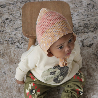 MIXED BORDER KNIT BONNET