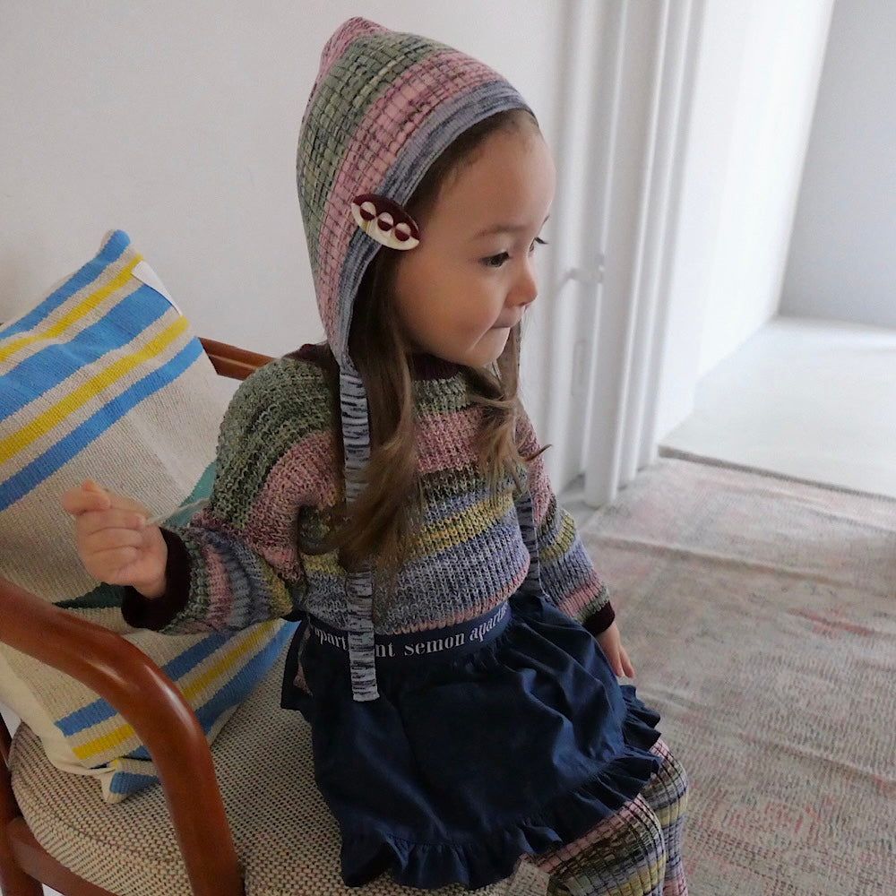 MIXED BORDER KNIT BONNET
