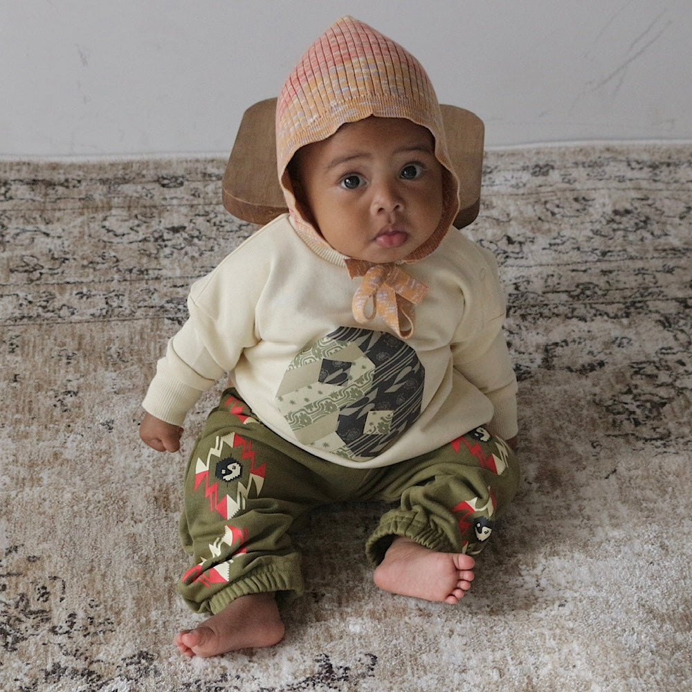 MIXED BORDER KNIT BONNET