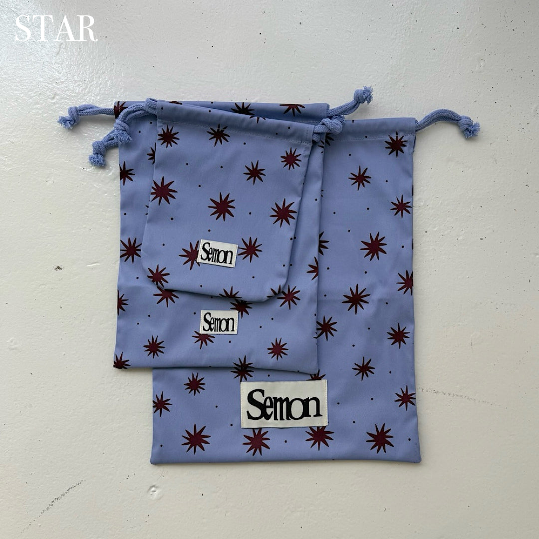 3SET PATTERN DRAWSTRING BAGS