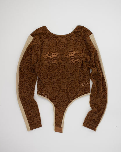 Velour Lace Bodysuit Top