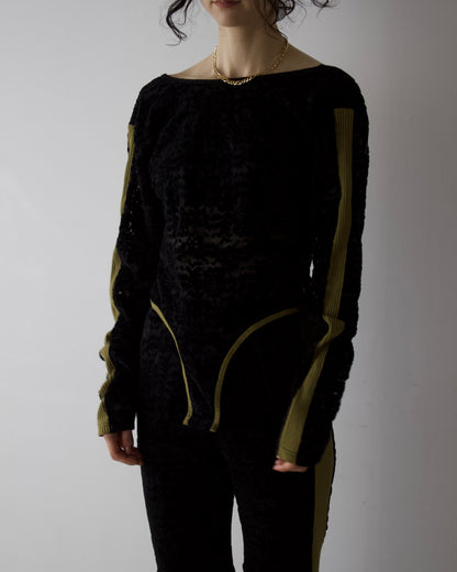 Velour Lace Bodysuit Top