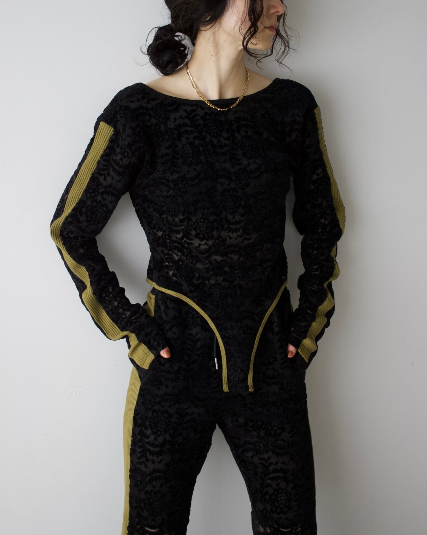 Velour Lace Bodysuit Top