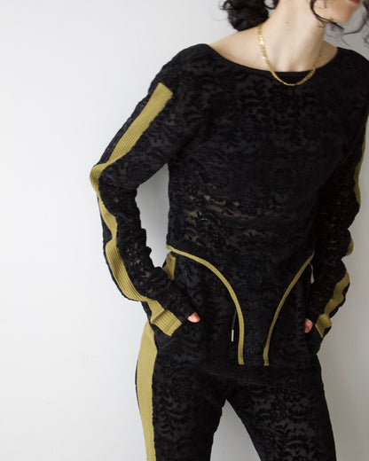 Velour Lace Bodysuit Top