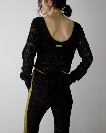 Velour Lace Bodysuit Top