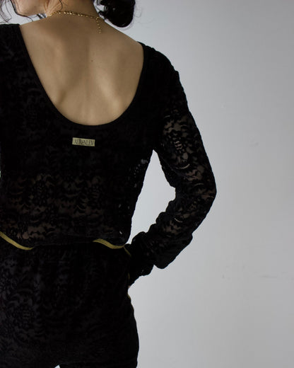 Velour Lace Bodysuit Top
