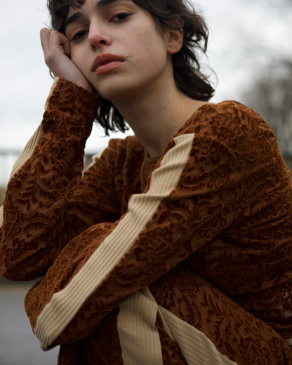 Velour Lace Bodysuit Top