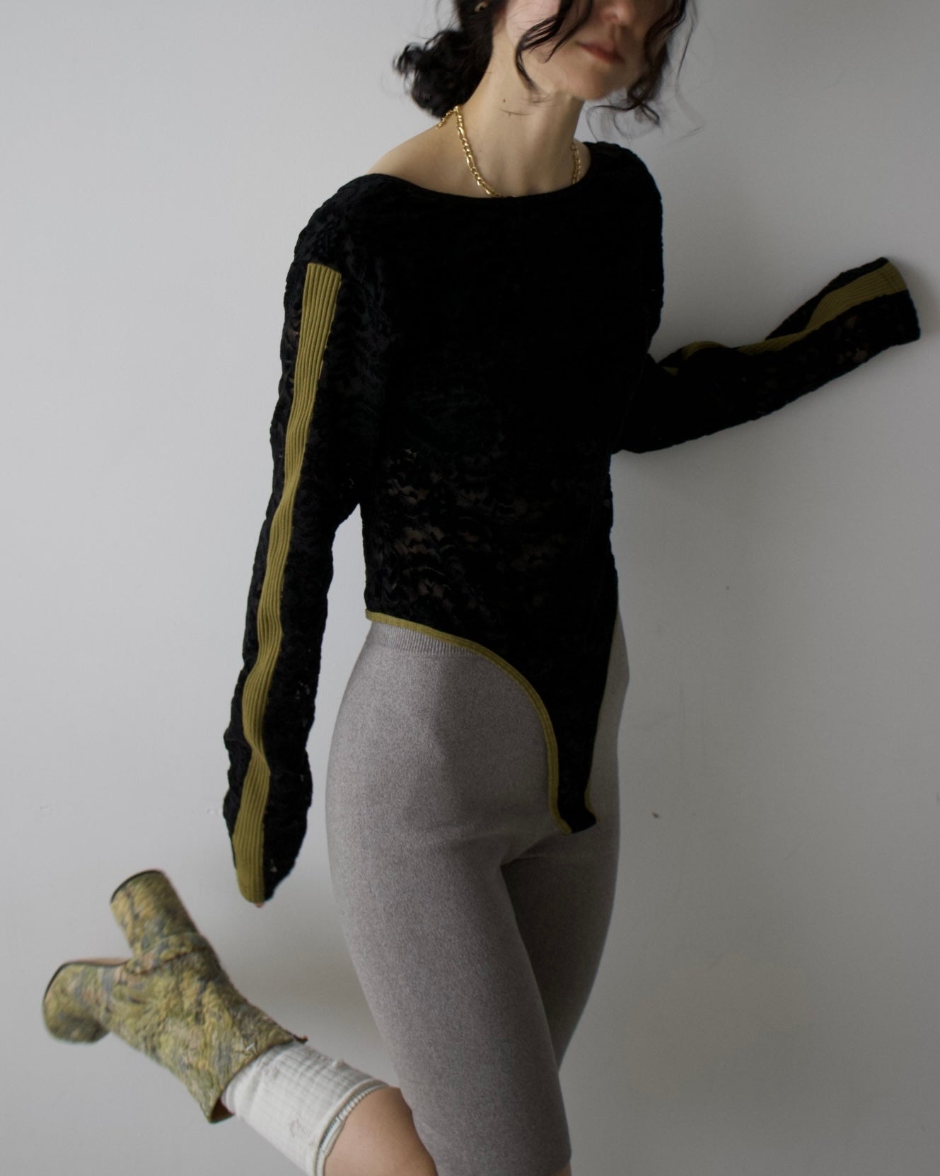 Velour Lace Bodysuit Top