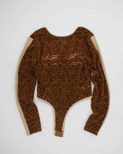 Velour Lace Bodysuit Top
