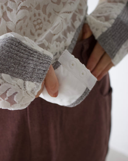 Velour Lace Bodysuit Top