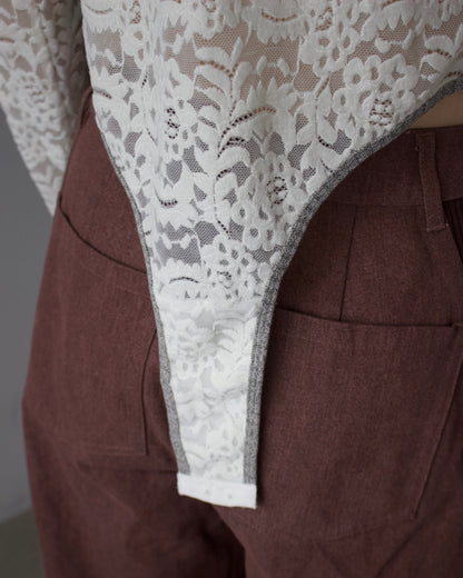 Velour Lace Bodysuit Top