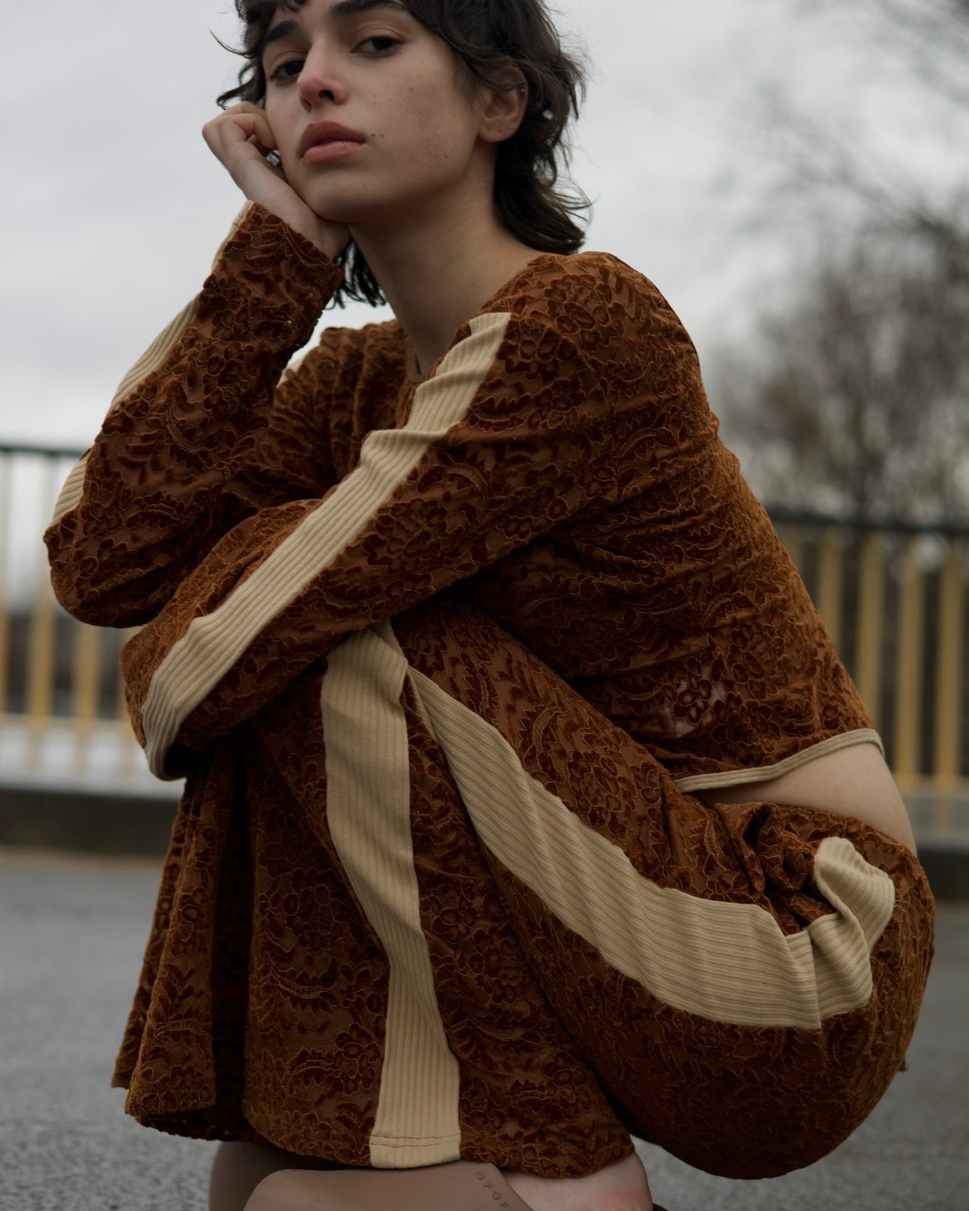 Velour Lace Bodysuit Top