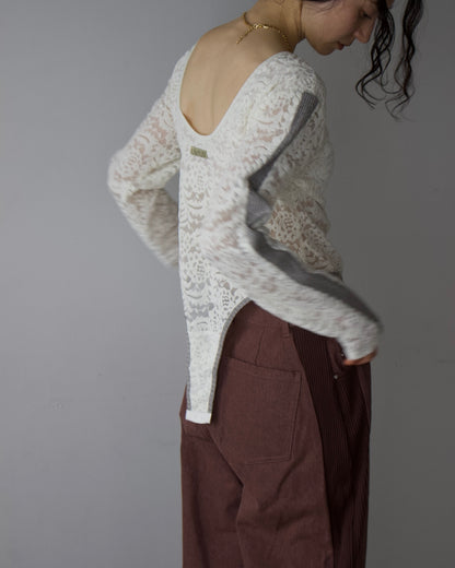 Velour Lace Bodysuit Top