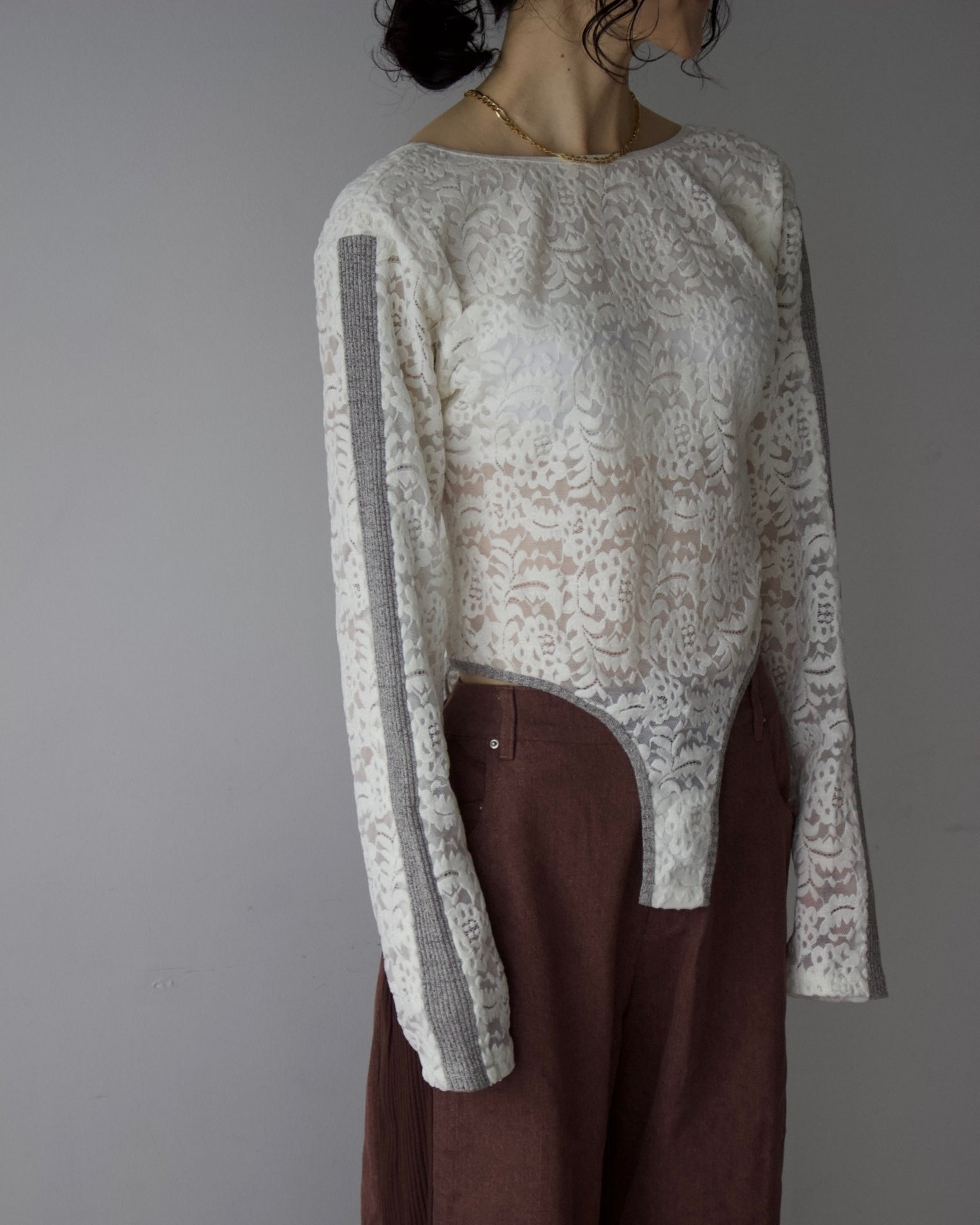 Velour Lace Bodysuit Top