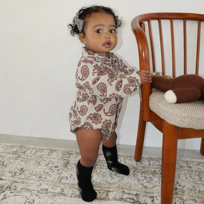 PAISLEY SHIRT ROMPERS